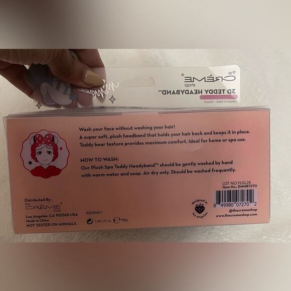 The Creme Shop Disney Minnie Mouse 3D Teddy Spa Headband with Red/White Bow - Picture 4 of 4